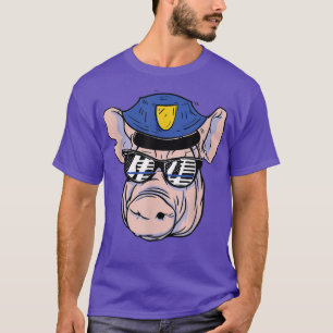 Police Officer Funny Fat Cop Pig Face Policeman Of T-Shirt