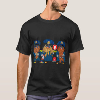 Police Officer Funny Gnomes Thin Blue Line Design T-Shirt