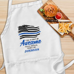 Police Officer Funny Personalised Awesome BBQ Standard Apron<br><div class="desc">This is what an Awesome police officer looks like! Surprise your favourite police officer with this super fun and cool police apron. A Thin Blue Line badge design - USA American flag design in Police Flag colours, distressed design. This personalised police apron is perfect for birthdays, Christmas, police retirement gifts,...</div>