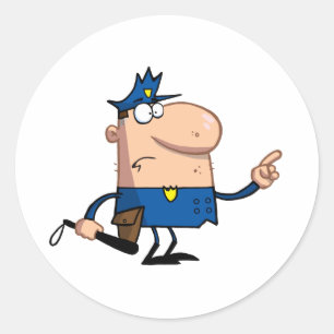 Police Officer Gestures With Finger Classic Round Sticker