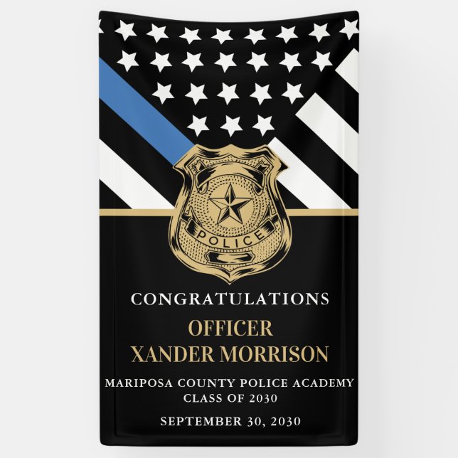Police Officer Graduation Law Enforcement Flag Banner (Vertical)
