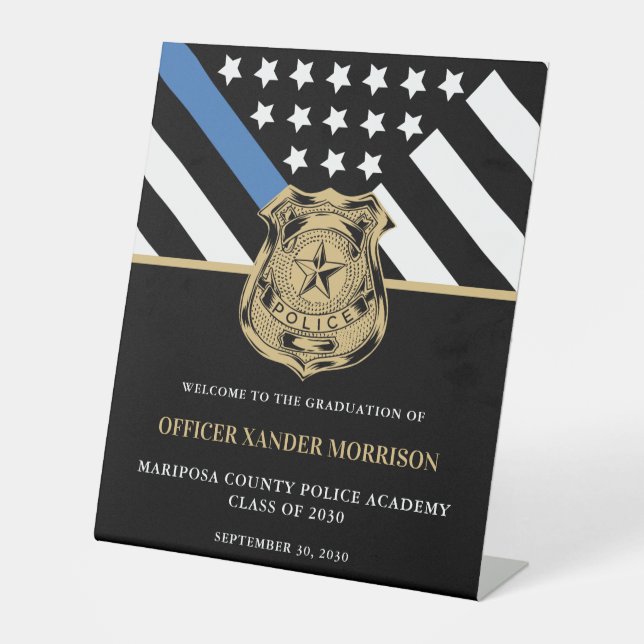 Police Officer Graduation Law Enforcement Welcome Pedestal Sign (Front)