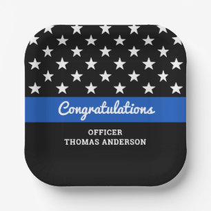 Police Officer Graduation Thin Blue Line Party Paper Plate