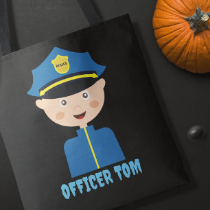 Police Officer Halloween Trick Treat Tote Bag