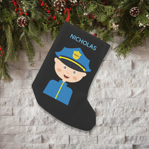 Police Officer - Law Enforcement - Cartoon Small Christmas Stocking