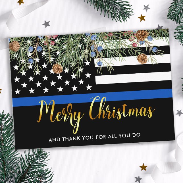 Police Officer Law Enforcement Christmas Thank You Business Card (Creator Uploaded)
