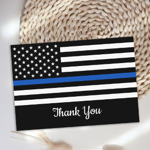 Police Officer Law Enforcement Flag Thin Blue Line Thank You Card