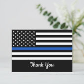 Police Officer Law Enforcement Flag Thin Blue Line Thank You Card (Standing Front)