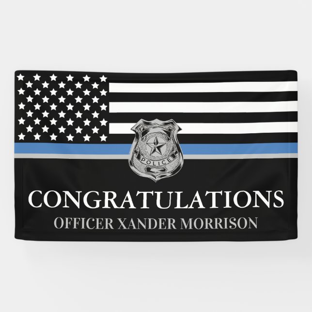 Police Officer Law Enforcement Graduation Party Banner (Horizontal)