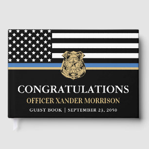Police Officer Law Enforcement Graduation Party Guest Book