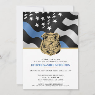 Police Officer Law Enforcement Graduation Party Invitation