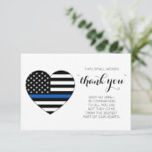 Police Officer Law Enforcement Heart American Flag Thank You Card (Standing Front)