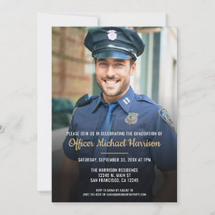 Police Officer Law Enforcement Photo Graduation Invitation