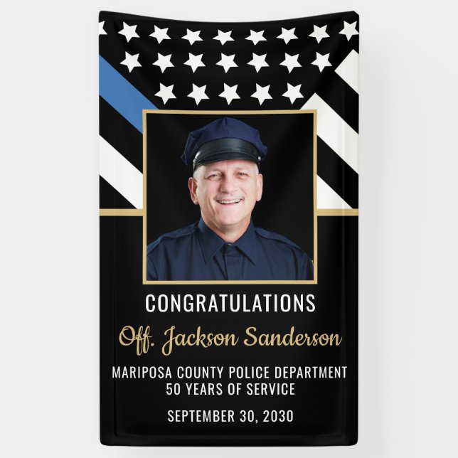 Police Officer Law Enforcement Retirement Photo Banner (Vertical)