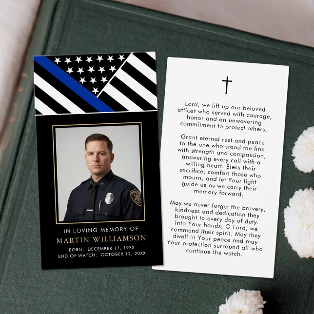Police Officer Memorial Cross Funeral Prayer Card (Creator Uploaded)