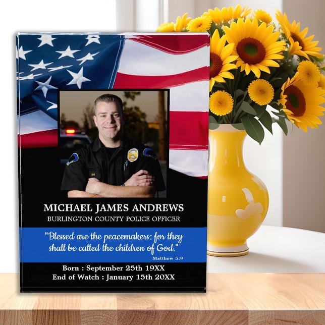 Police Officer Memorial Law Enforcement USA Flag Photo Block (Creator Uploaded)