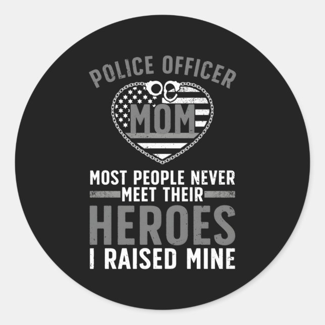 Police Officer Mum For Mother Cop Police Officer Classic Round Sticker (Front)
