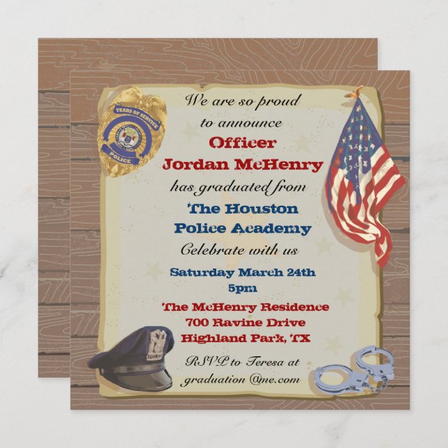 Police Officer Party Invitation (Front/Back)
