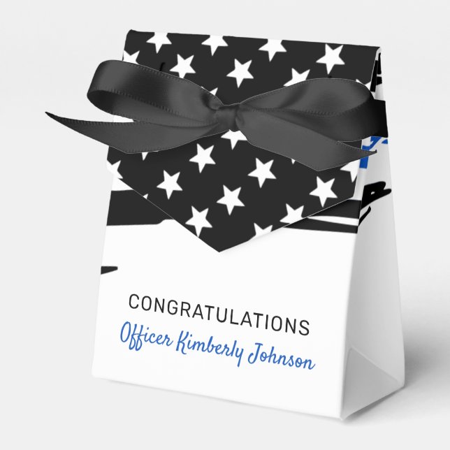 Police Officer Party Thin Blue Line Congratulation Favour Box (Front Side)