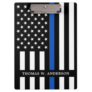 Police Officer Personalised Name Thin Blue Line Clipboard