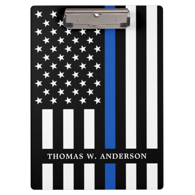 Police Officer Personalised Name Thin Blue Line Clipboard (Front)