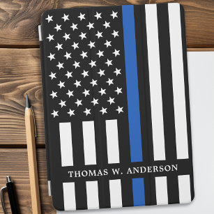 Police Officer Personalised Name Thin Blue Line iPad Air Cover