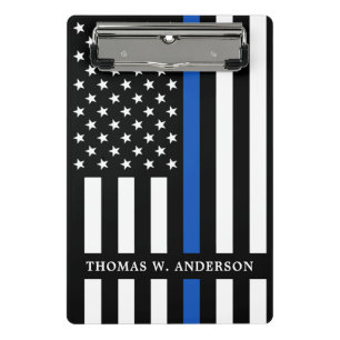 Police Officer Personalised Name Thin Blue Line Mini Clipboard