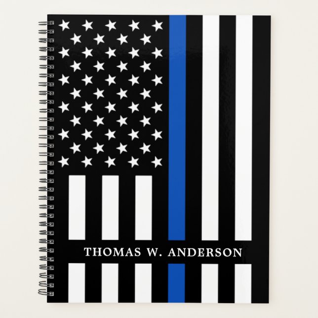 Police Officer Personalised Name Thin Blue Line Planner (Front)