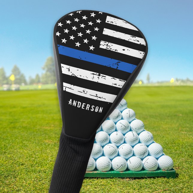 Police Officer Personalised Thin Blue Line Golf Head Cover (Creator Uploaded)