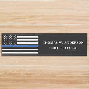 Police Officer Personalised Thin Blue Line Name Door Sign