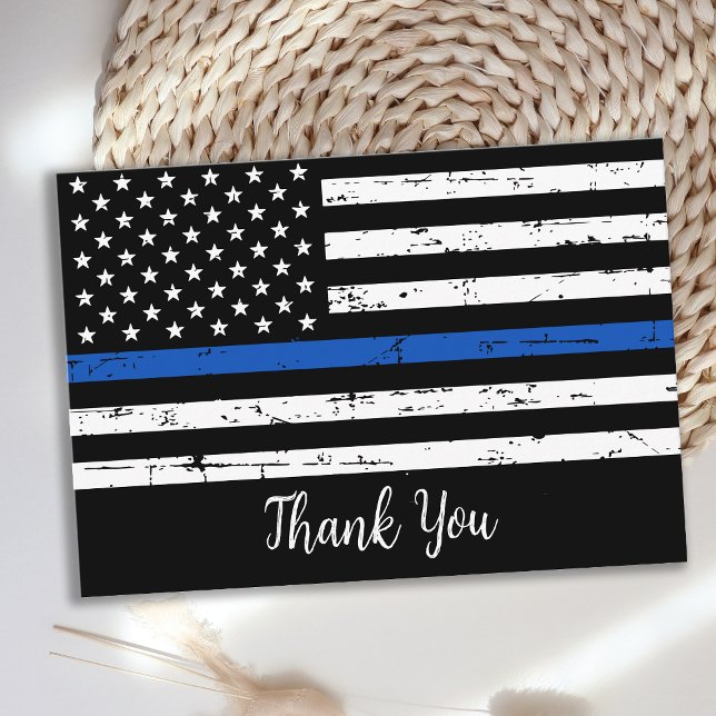 Police Officer Personalised Thin Blue Line Thank You Card (Creator Uploaded)