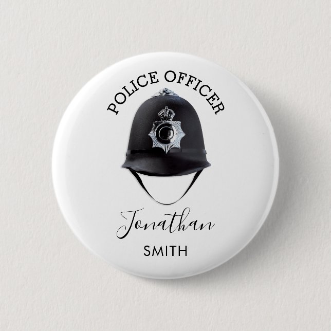 Police Officer | Personalized 6 Cm Round Badge (Front)
