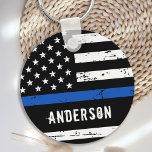 Police Officer Personalized Name Thin Blue Line Key Ring<br><div class="desc">Personalized Thin Blue Line Keychain - American flag in Police Flag colors, distressed design . Personalize with Officer's name, or department. This personalized police keychain is perfect for police departments, or as a memorial keepsake. COPYRIGHT © 2020 Judy Burrows, Black Dog Art - All Rights Reserved. Police Officer Personalized Name...</div>