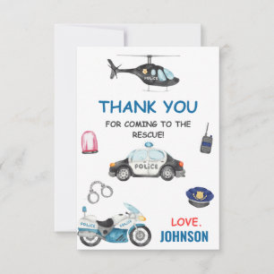 Police Officer Policeman Birthday Thank You Card