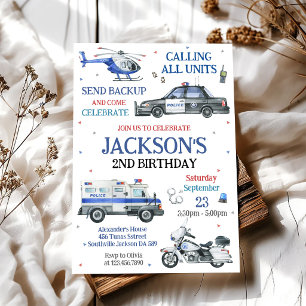 Police Officer Policeman Kids Birthday Invitation