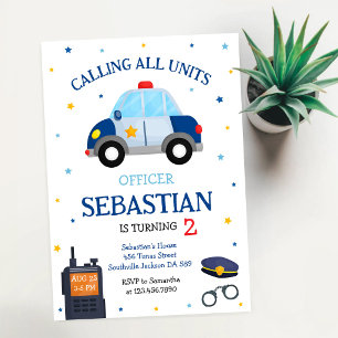 Police Officer Policeman Kids Birthday Invitation
