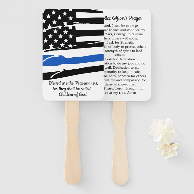 Police Officer Prayer Card Police Graduation Gifts Hand Fan (Front and Back)