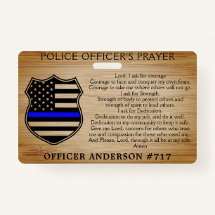 Police Officer Prayer Personalised Thin Blue Line ID Badge