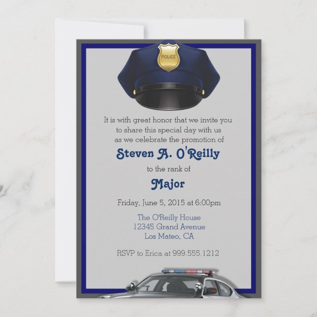 Police Officer Promotion Invitations (Front)