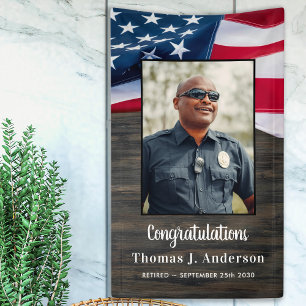 Police Officer Retirement American Flag Party Banner