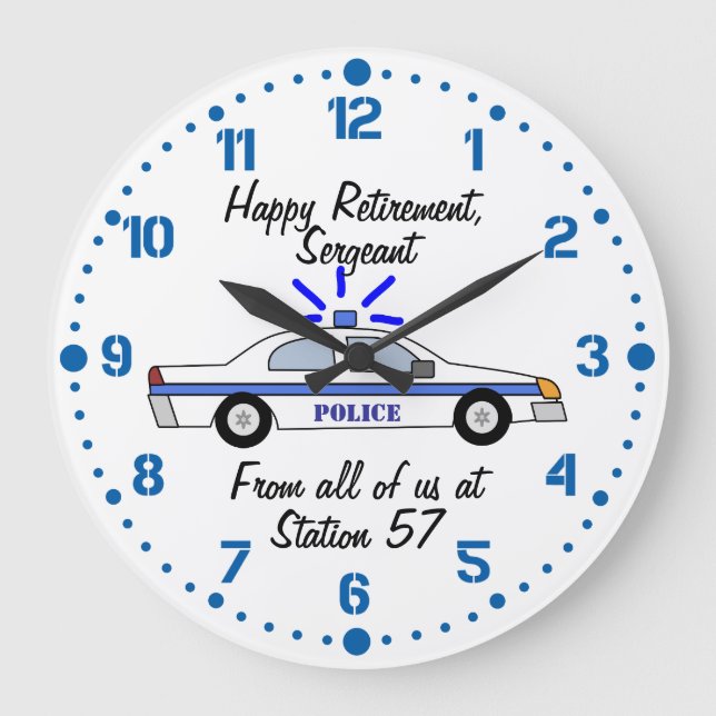 Police Officer Retirement Gift Custom Name Clock (Front)