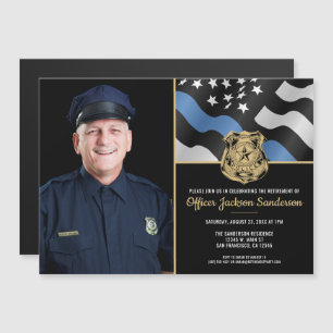 Police Officer Retirement Law Enforcement Photo Magnetic Invitation