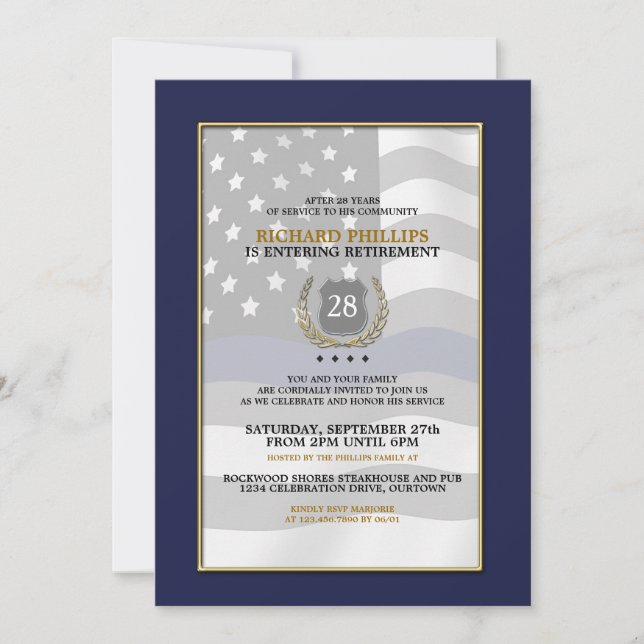 Police Officer Retirement Party Invitations (Front)