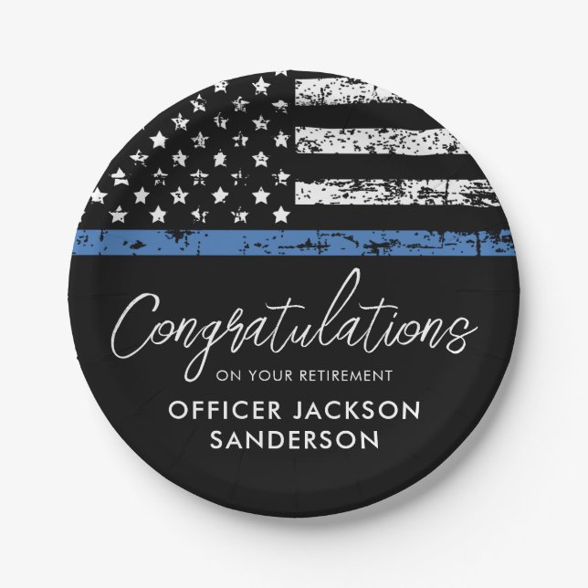Police Officer Retirement Party Law Enforcement Paper Plate (Front)
