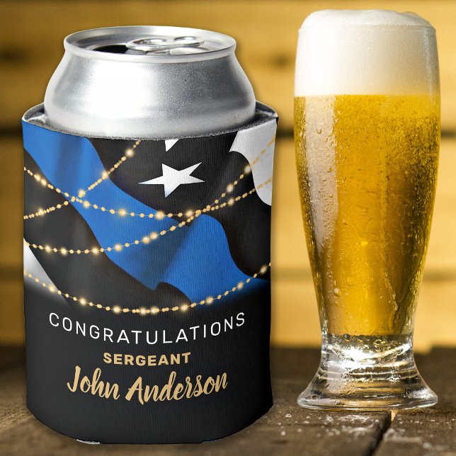 Police Officer Retirement Party Thin Blue line Can Cooler (Creator Uploaded)