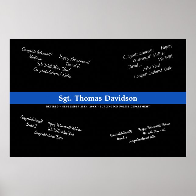 Police Officer Retirement Thin Blue Line GuestBook (Front)