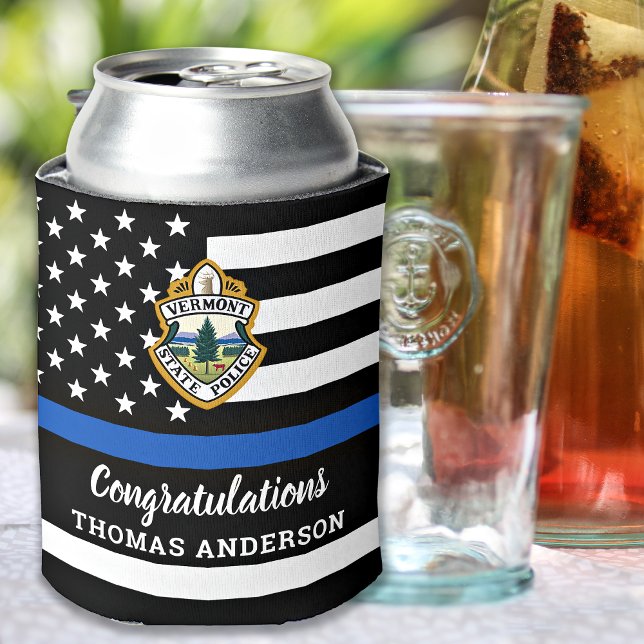 Police Officer Retirement Thin Blue Line Logo Can Cooler (Creator Uploaded)