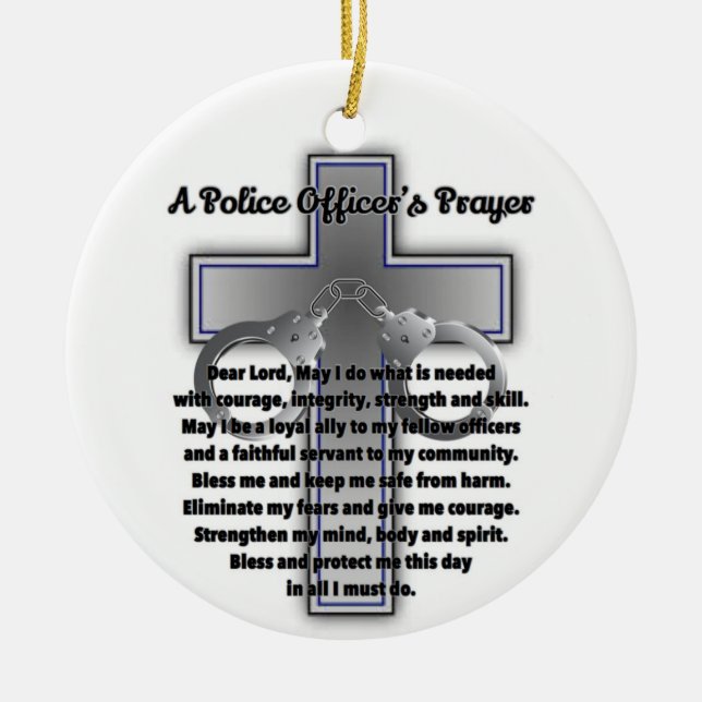 Police Officer’s Prayer Ceramic Tree Decoration (Front)