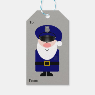 Police Officer Santa Gift Tags