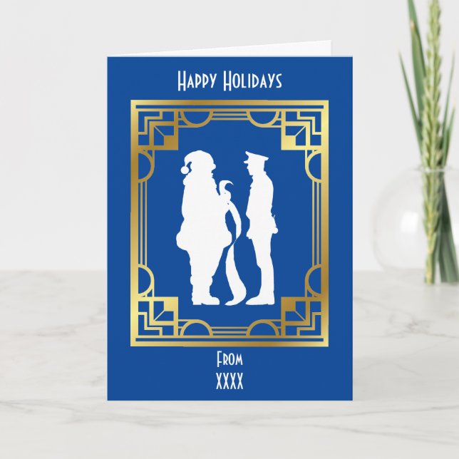 Police Officer Santa's Good List Christmas Card (Front)